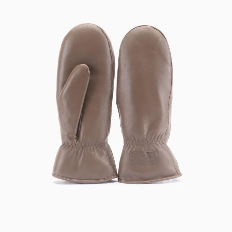 Mitten Women Leather Taupe