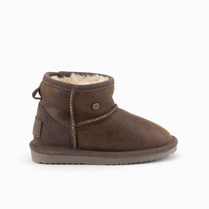 Wallaby Kids Boot leather cracked Brown